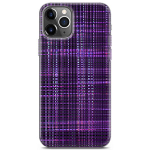 Apple Iphone 11 Pro Uyumlu Kılıf Black Purple-37 Desenli Kareler