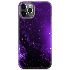 Apple Iphone 11 Pro Uyumlu Kılıf Black Purple-22 Uv Kapak Kumlar