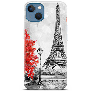 Apple Iphone 13 Uyumlu Kılıf Black Red-36 Baskılı Fransa Kırmızı