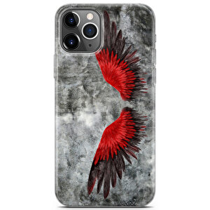 Apple Iphone 11 Pro Uyumlu Kılıf Black Red-33 Cover Kırmızı Melek Kanat