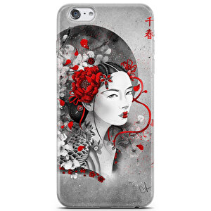 Apple Iphone 6s Uyumlu Kılıf Asian 23 Telefon Kılıfı Kırmızı Çiçekli Kadın