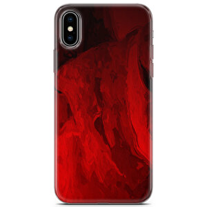 Apple Iphone X Uyumlu Kılıf Black Red-29 Kapak Kırmızı Sanat