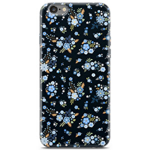 Apple Iphone 6 Uyumlu Kılıf Black Blue-29 Kapak Mini Mini Çiçekler