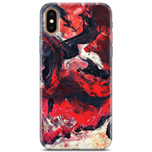 Apple Iphone Xs Max Uyumlu Kılıf Black Red-50 Kapak Sanat