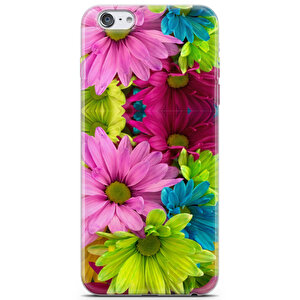Apple Iphone 6 Uyumlu Kılıf Mista Renkli Çiçekler Koruma