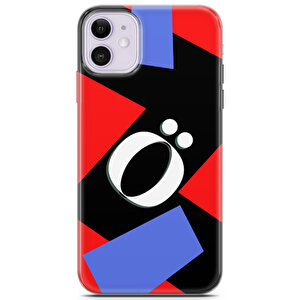 Apple Iphone 11 Uyumlu Kılıf Klmno-49 O-ö Harfi Mor Kırmızı Siyah