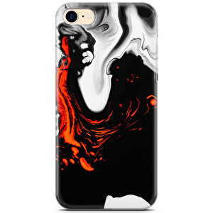 Apple Iphone 7 Uyumlu Kılıf Black Red-14 Koruyucu Suluboya