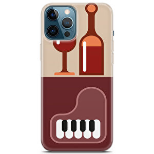 Apple Iphone 12 Pro Max Uyumlu Kılıf Popart 27 Glossy Kırmızı Şarap Piyano