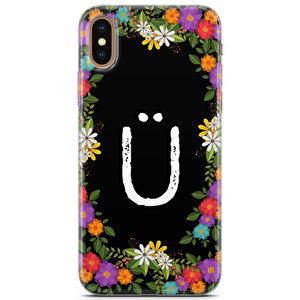 Apple Iphone Xs Max Uyumlu Kılıf Prstu-50 U-ü Harfi İlkbahar Çiçekleri