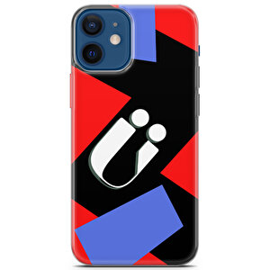 Apple Iphone 12 Mini Uyumlu Kılıf Prstu-49 U-ü Harfi Mor Kırmızı Siyah