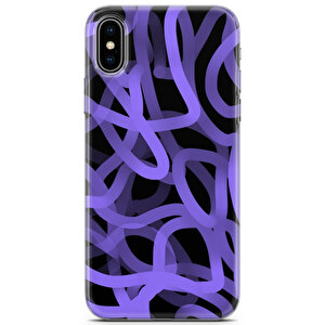 Apple Iphone X Uyumlu Kılıf Black Purple-19 Bumper Solucan