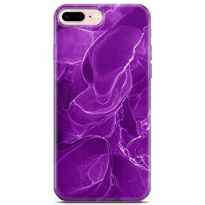 Apple Iphone 7 Plus Uyumlu Kılıf Black Purple-14 Koruyucu Mermer Mor