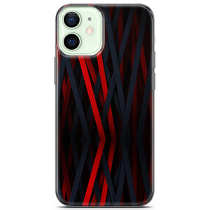 Apple Iphone 12 Uyumlu Kılıf Black Red-46 Kab Lacivert Kırmızı