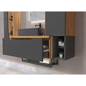 Melody 90 Cm Antrasi̇t Lavabolu Banyo Dolabi  Beyzade / Antrasi̇t - Sağ Ve Sol Boy Dolap Dahi̇l