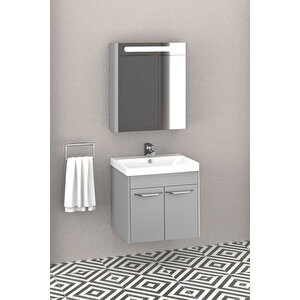 Mauna 60 Cm Banyo Dolabı Gri - Boy Dolap Hariç