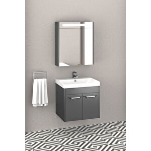 Mauna 60 Cm Banyo Dolabı Antrasit - Boy Dolap Hariç