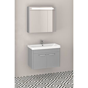Mauna 80 Cm Banyo Dolabı Gri - Boy Dolap Hariç