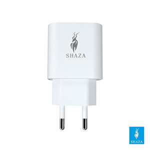 Shaza Sz-102 Çift Çıkışlı Usb Qc3.0 Ve Type-c Başlık Pd20w Ev Şarj Aleti