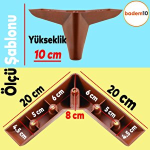Napoli Lüks Mobilya Kanepe Sehpa Puf Koltuk Ayağı 10 Cm Kahverengi Ahşap Desenli Baza Ayakları
