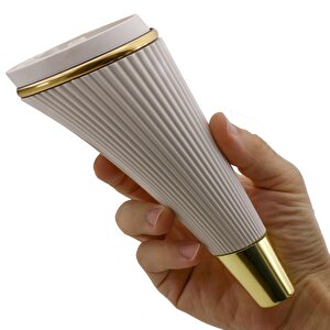 İron Lüks Mobilya Kanepe Sehpa Tv Ünitesi Koltuk Ayağı 19 Cm Krem Gold Baza Ayak