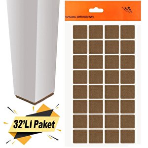 Masa Sandalye Parke Zemin Koruyucu Keçe Yapışkanlı Kare 25x25 Mm (32&#039;li Paket)