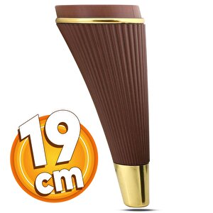 İron Lüks Mobilya Kanepe Sehpa Tv Ünitesi Koltuk Ayağı 19 Cm Ahşap Desenli Gold Baza Ayak