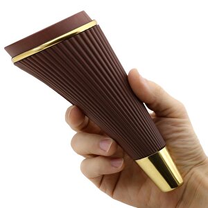 İron Lüks Mobilya Kanepe Sehpa Tv Ünitesi Koltuk Ayağı 19 Cm Ahşap Desenli Gold Baza Ayak