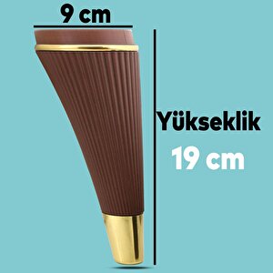 İron Lüks Mobilya Kanepe Sehpa Tv Ünitesi Koltuk Ayağı 19 Cm Ahşap Desenli Gold Baza Ayak