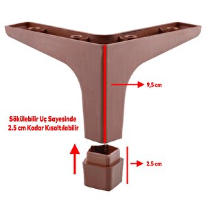 Sedef Lüks Mobilya Kanepe Sehpa Tv Ünitesi Koltuk Ayağı 12 Cm Ahşap Desenli Ceviz Baza Ayakları