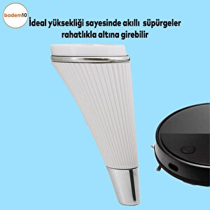 Iron Lüks Mobilya Kanepe Tv Ünitesi Konsol Koltuk Ayağı 19 Cm Beyaz Krom Ayakları