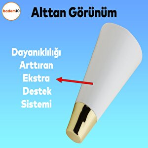 Konik Lüks Mobilya Kanepe Sehpa Tv Ünitesi Koltuk Ayağı 12 Cm Beyaz Altın Ayak