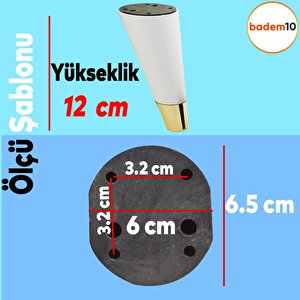 Konik Lüks Mobilya Kanepe Sehpa Tv Ünitesi Koltuk Ayağı 12 Cm Beyaz Altın Ayak
