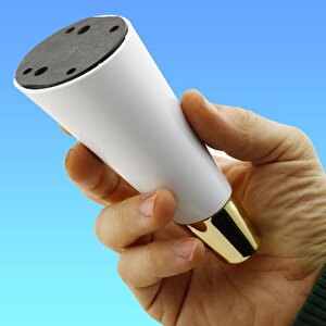 Konik Lüks Mobilya Kanepe Sehpa Tv Ünitesi Koltuk Ayağı 12 Cm Beyaz Altın Ayak