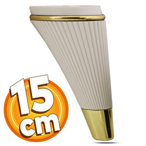 İron Lüks Mobilya Kanepe Sehpa Tv Ünitesi Koltuk Ayağı 15 Cm Krem Gold Baza Ayak