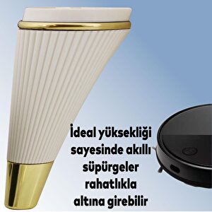 İron Lüks Mobilya Kanepe Sehpa Tv Ünitesi Koltuk Ayağı 15 Cm Krem Gold Baza Ayak