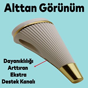 İron Lüks Mobilya Kanepe Sehpa Tv Ünitesi Koltuk Ayağı 15 Cm Krem Gold Baza Ayak