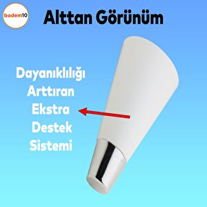 Konik Lüks Mobilya Kanepe Sehpa Tv Ünitesi Koltuk Ayağı 12 Cm Beyaz Krom Ayak