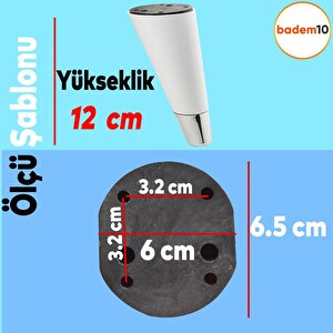 Konik Lüks Mobilya Kanepe Sehpa Tv Ünitesi Koltuk Ayağı 12 Cm Beyaz Krom Ayak