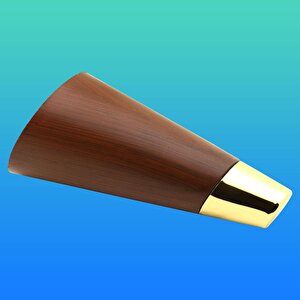 Konik Lüks Mobilya Sehpa Tv Ünitesi Koltuk Ayağı 12 Cm Kahverengi Ahşap Desenli Gold Ayak