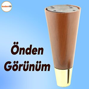 Konik Lüks Mobilya Sehpa Tv Ünitesi Koltuk Ayağı 12 Cm Kahverengi Ahşap Desenli Gold Ayak