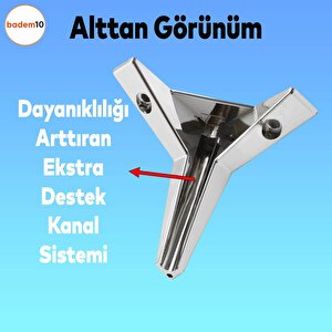 Kale Lüks Mobilya Kanepe Sehpa Tv Ünitesi Koltuk Ayağı 12 Cm Krom Renk Baza Ayakları