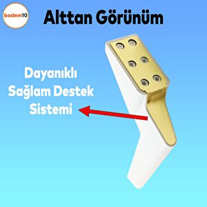 Logan Lüks Mobilya Kanepe Tv Ünitesi Konsol Koltuk Ayağı 19 Cm Beyaz Gold Ayakları