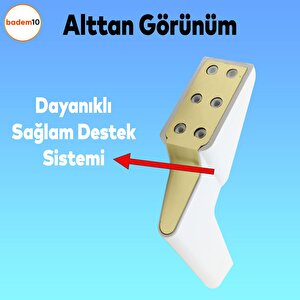 Logan Lüks Mobilya Kanepe Sehpa Tv Ünitesi Koltuk Ayağı 16 Cm Beyaz Gold Baza Ayak