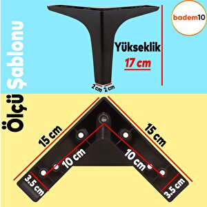 Sedef Lüks Mobilya Kanepe Sehpa Tv Ünitesi Koltuk Ayağı 17 Cm Siyah Baza Ayak
