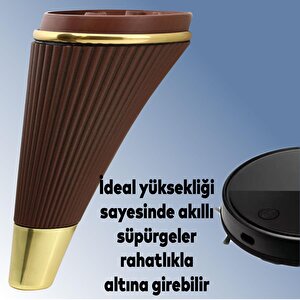 İron Lüks Mobilya Kanepe Sehpa Tv Ünitesi Koltuk Ayağı 15 Cm Ahşap Desenli Gold Baza Ayak