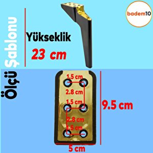 Logan Lüks Mobilya Kanepe Sehpa Tv Ünitesi Koltuk Ayağı 23 Cm Siyah Gold Baza Ayak