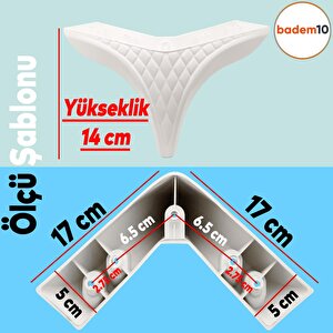 Petek Lüks Mobilya Kanepe Sehpa Tv Ünitesi Koltuk Puf Ayağı 14 Cm Beyaz Baza Ayakları