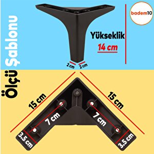 Sedef Lüks Mobilya Kanepe Sehpa Tv Ünitesi Koltuk Ayağı 14 Cm Siyah Baza Ayakları