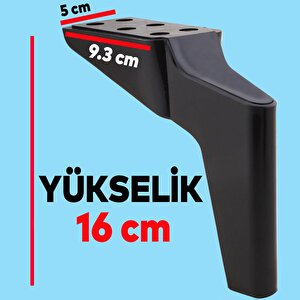 Logan Lüks Mobilya Kanepe Sehpa Tv Ünitesi Koltuk Ayağı 16 Cm Siyah Baza Ayak
