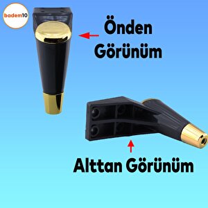 Maya Lüks Mobilya Kanepe Sehpa Tv Ünitesi Koltuk Ayağı 15 Cm Siyah Altın Baza Ayak